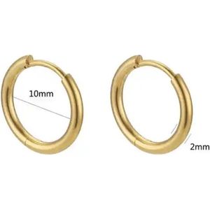 Oorringen 4 Stuks - 2 paar - RVS (stainless steel) - 18krt Goldplated - Clicksysteem - Allergie vrij - Nikkel vrij - Stainless Steel - Roestvrijstaal - Sieraden maken