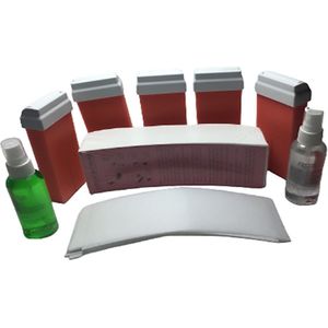WaxSet inclusief : 5 waxrollers voor gevoelige huid | 1 x prewax | 1 x afterwax | 500 x ontharingspapier |