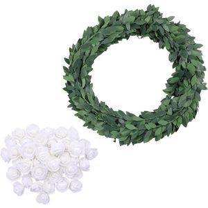 Content in HTML - Bundel Rotan Groene Draad - 50 Rozen Kunstwijnranken Kunstbladeren - Klimopkrans Groene Kroon Olijfkrans .