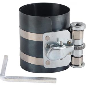 Allecto plus - Zuigerveercompressor voor Installatie Motoronderhoud, Ratelgereedschap van Verenstaal in Zwart (3 inch), Geschikt voor Maten 53mm-125mm - Handgereedschap