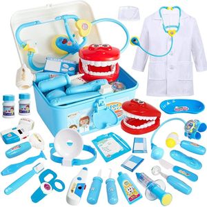 Buyger 35 Stuks Dokter Speelgoed met Licht en Geluid Medische Kit Tandarts Rollenspel Spellen Cadeauset Kinderen 3 Jaar