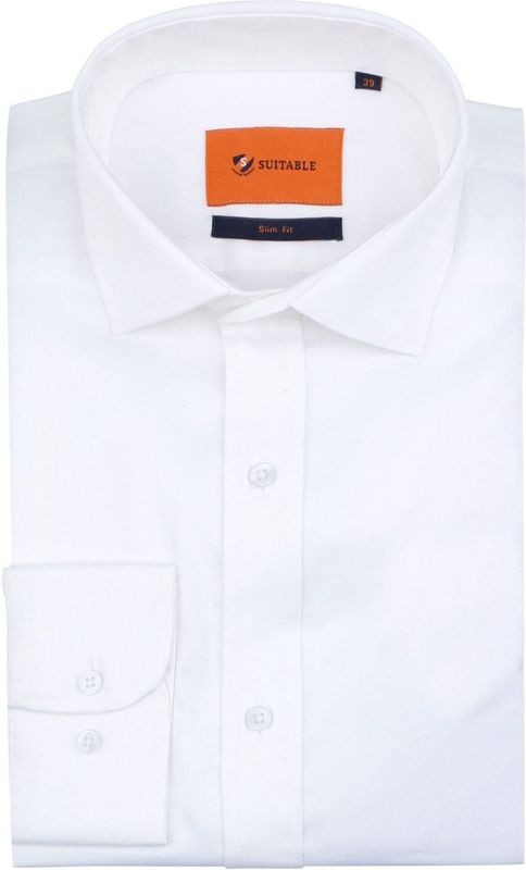 Suitable Satin Overhemd Wit - Maat 39 - Heren - Overhemden Formeel