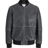 Jack & Jones - JJECHARGE LEATHER BOMBER SN - Leren Jack - Zwart