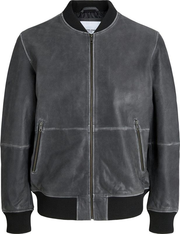 Jack & Jones - JJECHARGE LEATHER BOMBER SN - Leren Jack - Zwart
