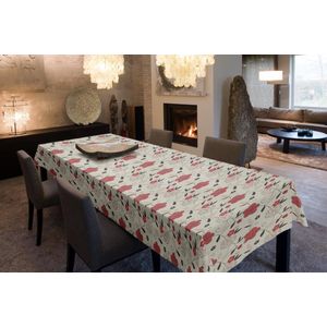 Joy@home Tafellaken - Tafelkleed - Tafelzeil - Bloemen Rood - 140cm x 250cm