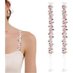 behabandjes - 1 paar - vervangende bh-bandjes voor dames - elastische bh-schouderbandjes met bloemenpatroon en kant - kant gebloemde behabandjes - antislip behabandjes - verstelbare elastische schoudervullingen