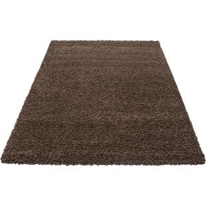 Tapijtenloods Basic Shaggy vloerkleed Bruin Hoogpolig- 140x200 CM