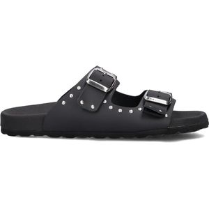 Lina Locchi 2 Gesp Slipper Met Studs Slippers Dames - Zwart - Maat 36