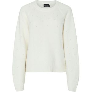 Pieces Trui Pcpam Ls O-neck Oversize Pearl Knit 17160797 Cloud Dancer/pearl Dames Maat - M