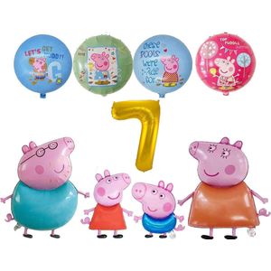 Peppa Pig family ballon set - 70x45cm - Folie Ballon - Peppa pig - George Pig - Papa Pig - Mam Pig - Themafeest - 7 jaar - Verjaardag - Ballonnen - Versiering - Helium ballon