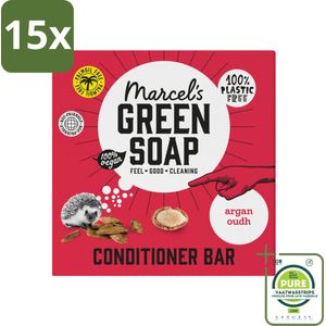 15 x Marcel's Green Soap - Conditioner Bar - Argan & Oudh - Krachtige werking - 60 gr - Grootverpakking - Haarverzorging - Conditioner Bar - Argan - Oudy - Biologisch