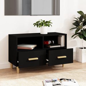 Furniture Limited - Tv-meubel 80x36x50 cm bewerkt hout zwart