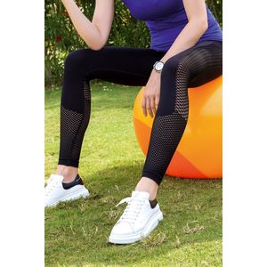 Sportlegging Dames - Zacht Materiaal - Fitness & Yoga Kleding (S-210) -SALE- Maat M - ZWART