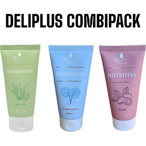 Deliplus | Combipack Handcrèmes | Cream de Manos | Hydraterend - Reparerend (Droge en gebarsten handen) - Voedend | Spanje | 3x 75ml