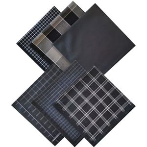 Stoffen zakdoeken voor heren, katoen, 6 stuks, klassieke ruitpatroon, veelzijdig inzetbaar, 43 x 43 cm