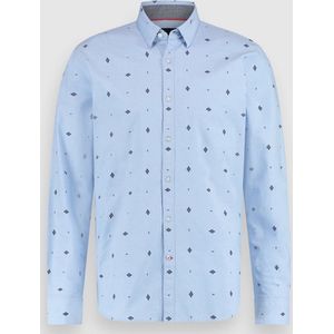 Twinlife Heren Oxford Print - Overhemden - Lichtgewicht - Elastisch - Blauw - M