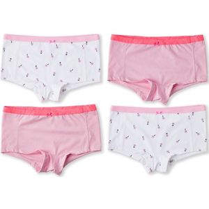 Little Label - dames shorts 4-pack - wit bloem XS/34 - maat: XS / 34-36 - bio-katoen