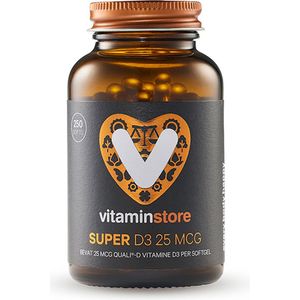 Vitaminstore - Super D3 25 mcg vitamine D - 250 softgels