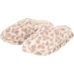 Apollo Instap sloffen - maat 37/38 - beige - luipaard print - pantoffels - antislip zool