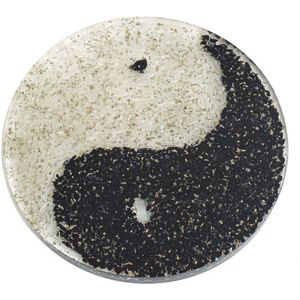 Orgonite Oplaad Schijf Onderzetter- Zwarte Toermalijn Seleniet – Yin Yang (10 cm)