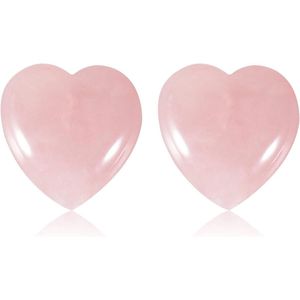 Healing Crystal - Natuurlijk energiekristal in hartvorm voor liefde - Steen voor yoga, reiki & meditatie - Rozenkwarts kristal - 2 stuks