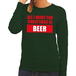 Foute kersttrui / sweater All I Want For Christmas Is Beer groen voor dames - Kersttruien L