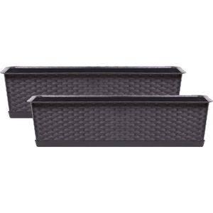 Prosperplast Ratolla Plantenbak/Bloembak - 2x - Donkerbruin - 12L - 70 X 17 X 15 cm