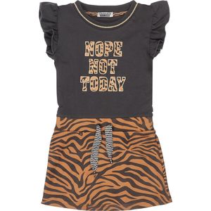 DJ DUTCHJEANS - Jurk - Zebraprint Grijs Bruin - Maat 140