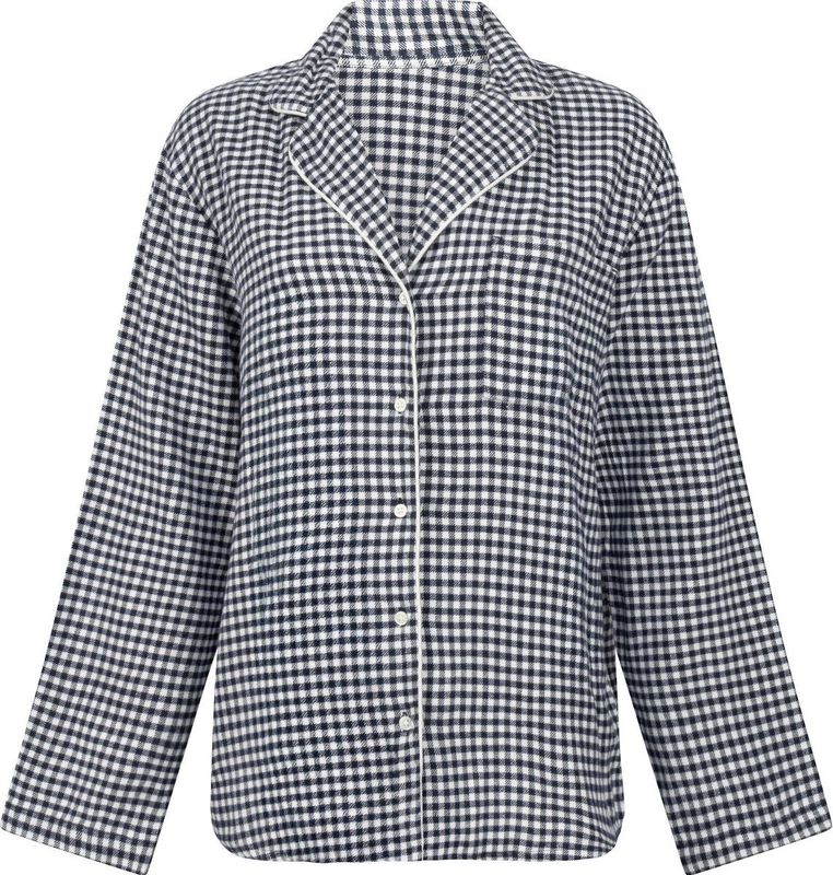 Hunkemöller Pyjamatop Flanel Essentials Blauw XS