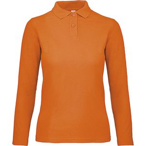 Dames Long Sleeve Polo ID.001 Oranje merk B&C maat XXL