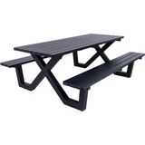 MaximaVida picknicktafel New York 200 cm blackwash - metalen onderstel