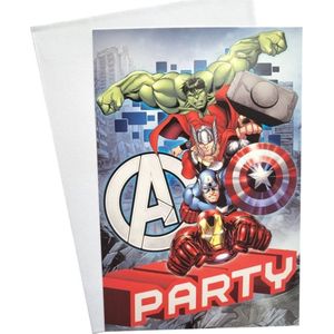 Marvel - Uitnodigingkaarten - Avengers - Papier - Met enveloppen - Aanmaakblokjes