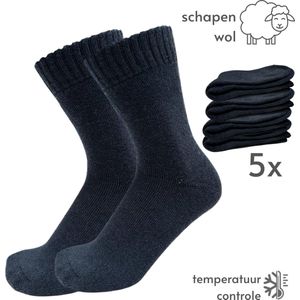 Thermo Sokken Set - 5 paar Donkerblauw - maat 36-41 - Thermosokken met Wol - Heren/Dames Wintersokken
