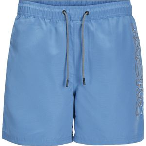 Jack & Jones Junior Jongens Zwemshort JPSTFIJI Double Logo Effen Lichtblauw - Maat 128