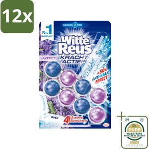 Witte Reus - Kracht Actief WC Blok - Lavendel Boost - 2 Toiletblokken - Voordeelverpakking - 12 stuks - Toiletreiniger - Badkamerschoonmaak
