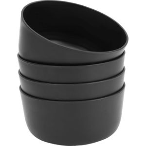Set van 4 zwarte plastic kommenset - serveerkommenset van 1000 ml - onbreekbaar, BPA-vrij, lichtgewicht en herbruikbaar - voor soep, pasta en salade - magnetron-/vaatwasmachinebestendig