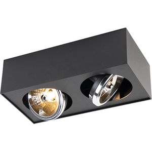 QAZQA kaya - Moderne Plafondspot | Spotje | Opbouwspot - 2 lichts - L 31 cm - Zwart - Woonkamer | Slaapkamer | Keuken
