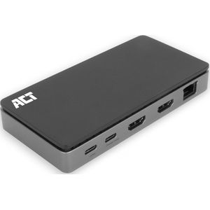 ACT USB-C 4K MST dockingstation voor 2 HDMI-monitoren, Ethernet, USB-C, 3x USB-A, PD passthrough en 1 meter lange afneembare USB-C-kabel