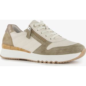 Hush Puppies leren dames sneakers beige/groen - Maat 39 - Uitneembare zool