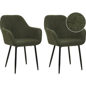 Set van 2 eetkamerstoelen ALDEN Bouclé Donkergroen