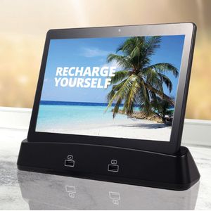 Bianca Tablet + Docking Station met BT Speakers, 10.1 Inch IPS Hi Res LCD+Camera, Draadloos Opladen, BT+WiFi+2xSIM+4G, GPS Navigatie, Beeldbellen, Micro SD kaart,+2 USB poorten voor opladen Smartphone en Tablet, 64 bit OctaCore Processor, Android OS
