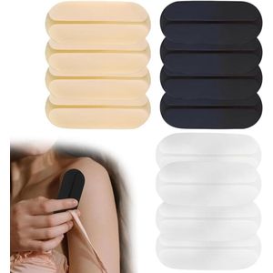 Allecto plus - 12 stuks antislip beha-bandjes met siliconen pads in Beige, zwart en wit - Comfort en ondersteuning