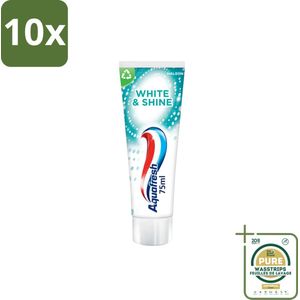 10 x Aquafresh White & Shine - Whitening Tandpasta - 75 ml - Grootverpakking - Witte Tanden - Tanden Reinigen - Tanden Glans - Tanden Verlichten - Tanden Beschermen