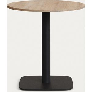 Kave Home - Ronde Dina-tafel van natuurlijke melamine en zwart gelakte metalen poot 68 x 70 cm