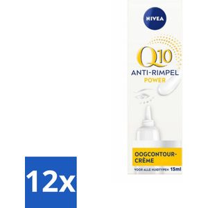 12 x NIVEA - Oogcrème - Q10 POWER - Tegen donkere kringen & rimpels - Voor alle huidtypen - Met Q10 & Creatine - 15 ml - NIVEA Oogcrème - Oogcontourcrème - Donkere Kringen - Wallen - Rimpels