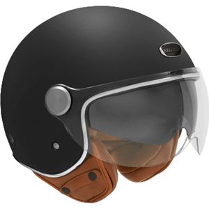 NOX exklusiv Jethelm met Ingebouwd Zonnevizier – Stijlvol, Lichtgewicht & Comfortabel – Jethelm met Ventilatie – Perfect voor Scooter & Motorfiets - Kleur Mat Zwart - Maat XL - 61 cm