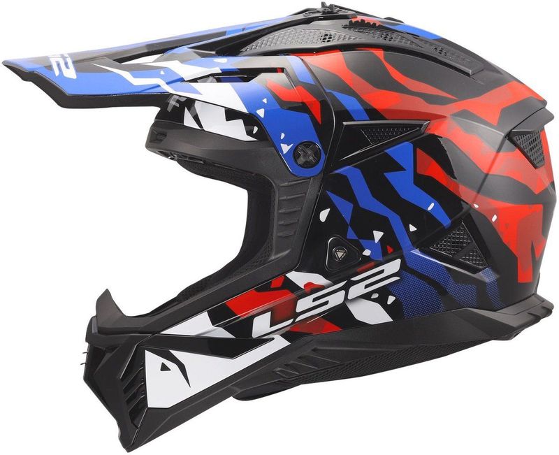 LS2 - MX708 Fast II - Crosshelm - Glans Wit Blauw Rood - XXXL