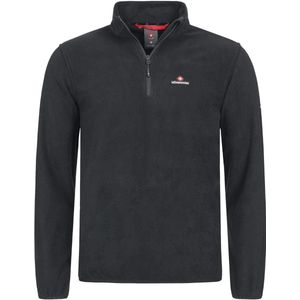 Heren Fleecetrui, Microfleece Sweatshirt met Halve Ritssluiting - Zwart (L)