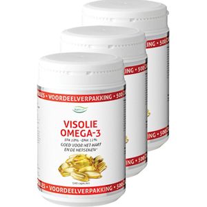 Nutrivian | Visolie Omega 3 Voordeelpot | 500 Softgels | 3 stuks | 3 x 500 softgels