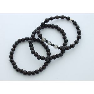 1 x Elastische Armband met Kristallen en 2 x houten kralen armbanden A kwaliteit - 20 cm - Swarovski - Trendy - Cadeau - Kerstcadeau - Sinterklaas - Uni-sex - Accessoires - Kralenarmband - Houtenkralen - Armbanden - Stoer